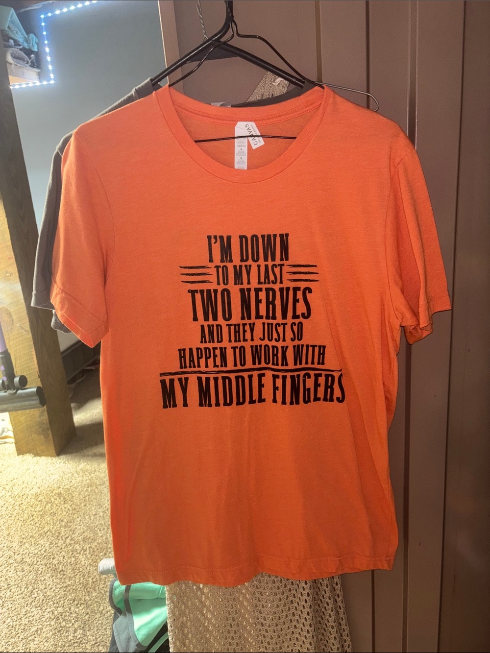 Bella Canvas Orange Short Sleeve Graphic Tee with Black Text